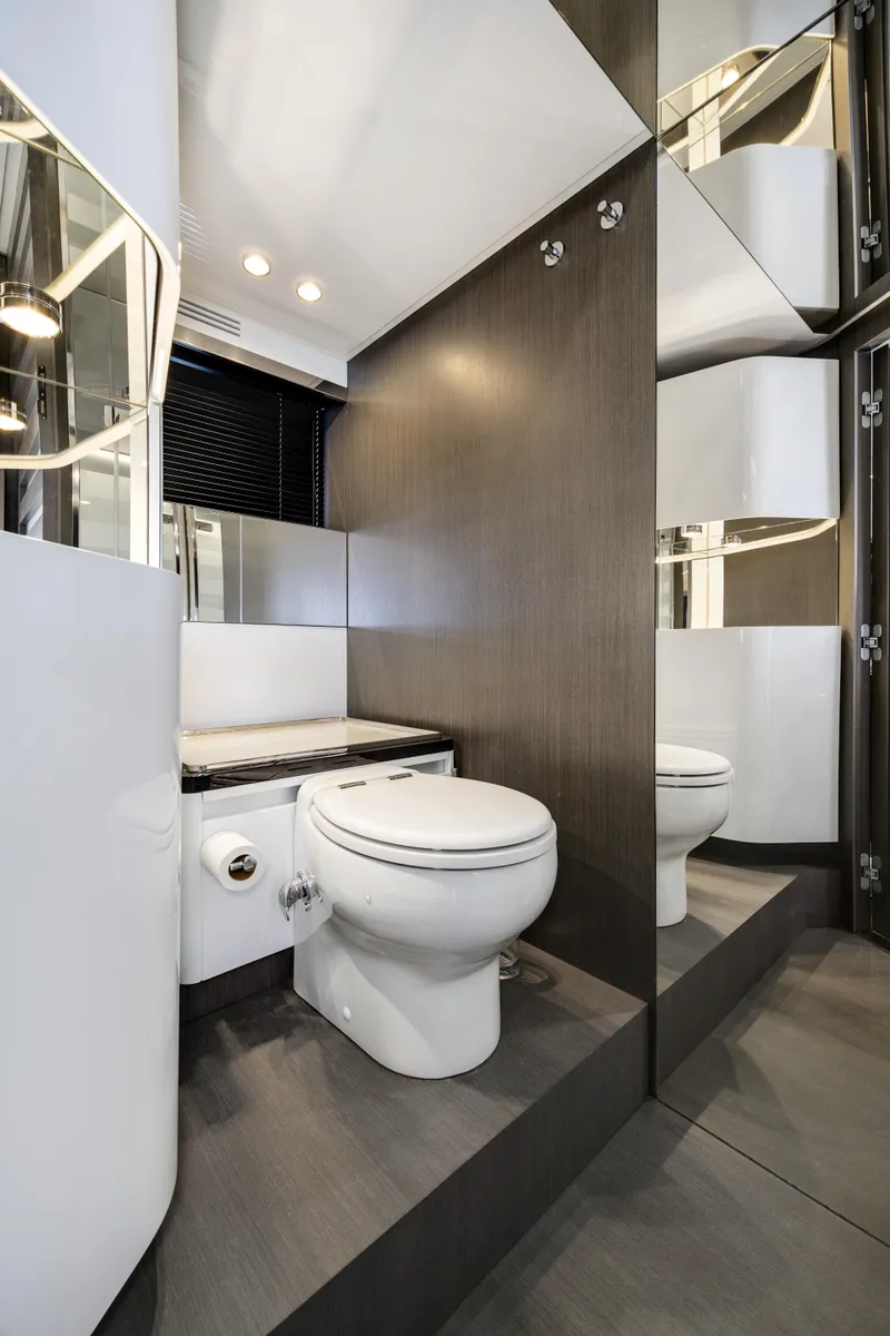 Slide: The Image of Luxury bathroom in 2019 Azimut S7 yacht, featuring modern design and sleek finishes. - 45
