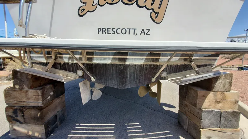 Slide: The Image of 1985 Silverton 40 Aft Cabin boat on blocks, Prescott, AZ. - 38