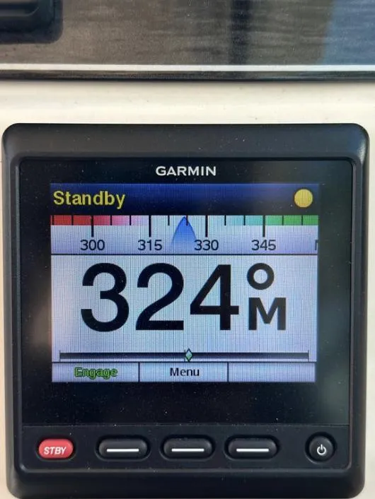 Slide: The Image of Garmin display showing compass heading of 324° on Grady-White Freedom 375, 2019 model. - 29
