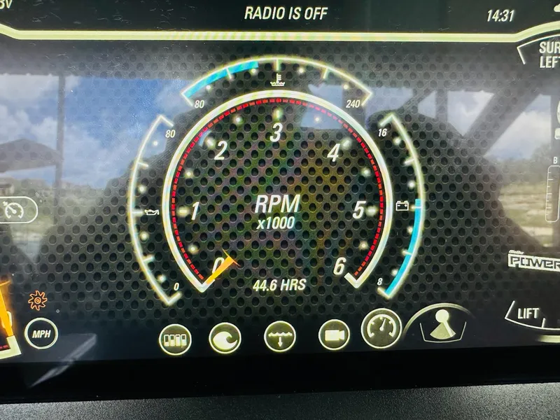 Slide: The Image of Dashboard of a 2023 Malibu 25LSV showing RPM gauge and various indicators. - 25