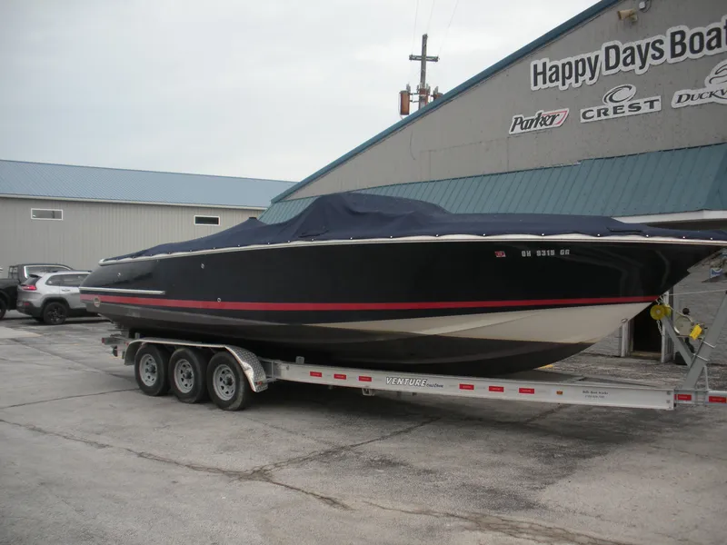 Slide: The Image of 2006 Chris-Craft Corsair 28 boat on trailer at Happy Days Boating. - 5