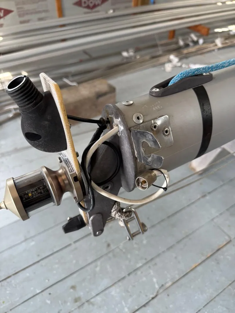 Slide: The Image of Close-up of a 2006 Mas Mini Transat 6.50 sailboat mast component. - 10