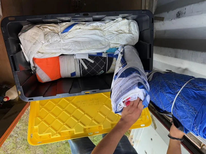 Slide: The Image of Sails stored in a container for a 2006 Mas Mini Transat 6.50 sailboat. - 24