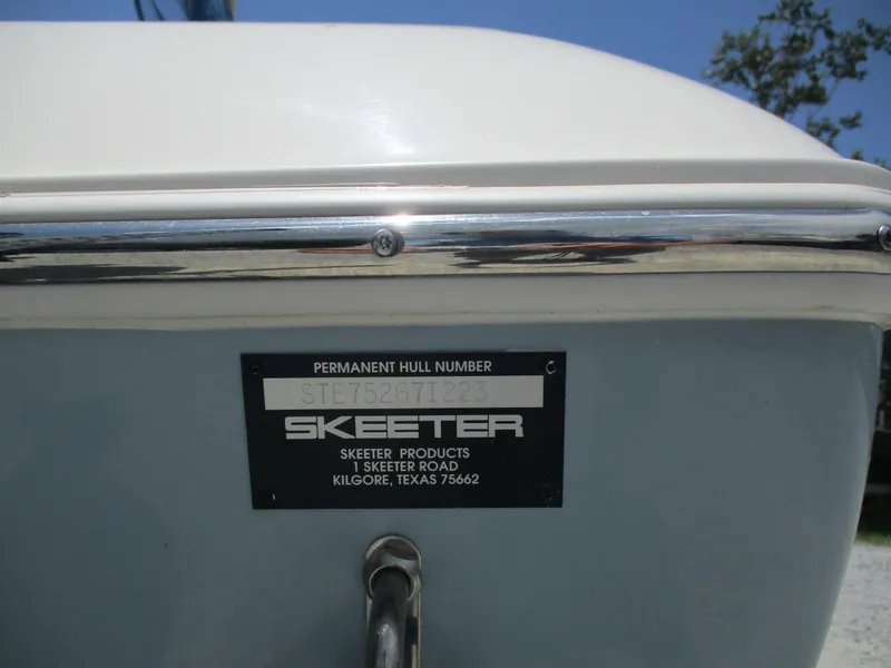Slide: The Image of 2023 Skeeter SX 240 boat hull with identification plate, Kilgore, Texas. - 20