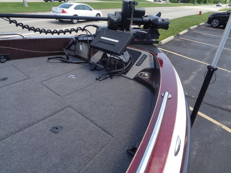 Slide: The Image of 2022 Ranger 621 FS PRO boat deck with fishing equipment and electronics. - 16