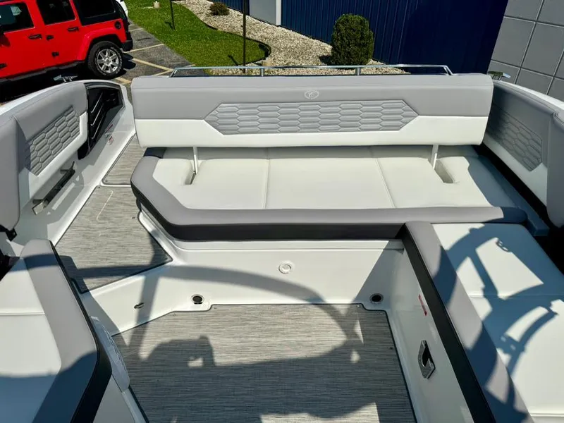 Slide: The Image of 2022 Cobalt A29 boat interior with sleek seating and modern design. - 36