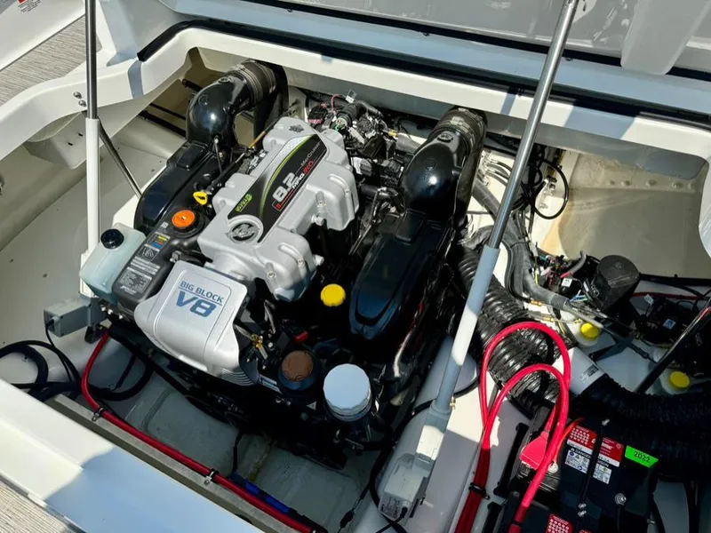 Slide: The Image of 2022 Cobalt A29 boat engine compartment with Big Block V8 engine. - 43