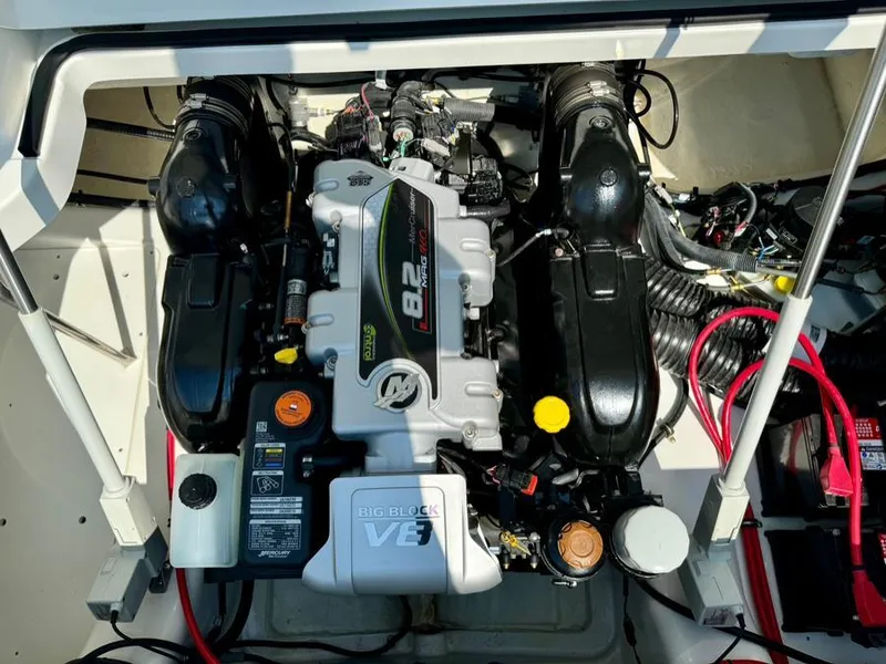 Slide: The Image of 2022 Cobalt A29 boat engine compartment with 8.2L MAG V8 engine. - 44