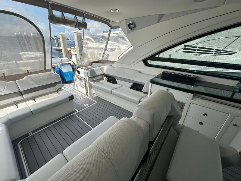 Slide: The Image of Luxurious interior of 2021 Formula 400 Super Sport Crossover yacht with sleek seating and modern design. - 16