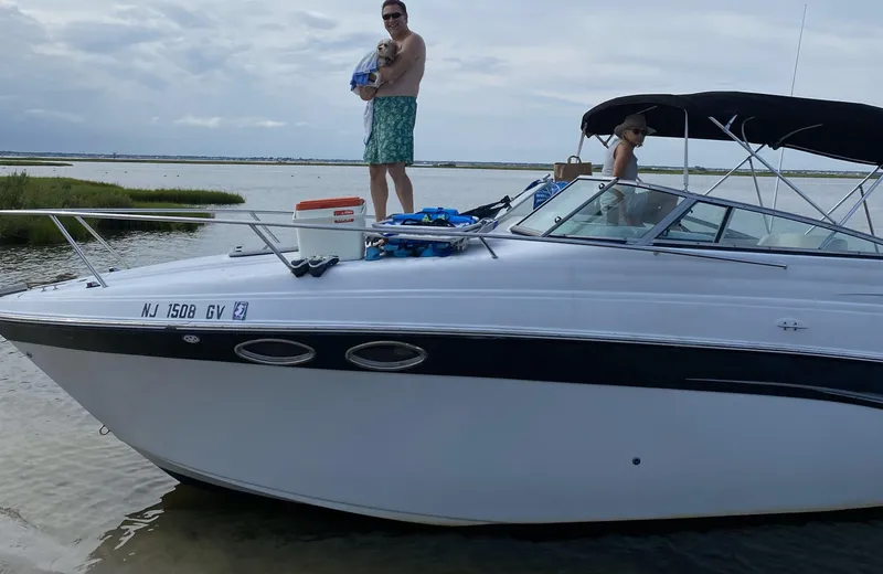 Slide: The Image of 2003 Crownline 262 CR boat on water with people enjoying a sunny day. - 9