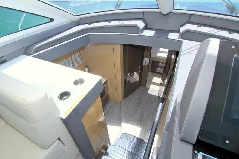 Slide: The Image of 2018 Cruisers Yachts 54 Fly interior with modern design and sleek finishes. - 46