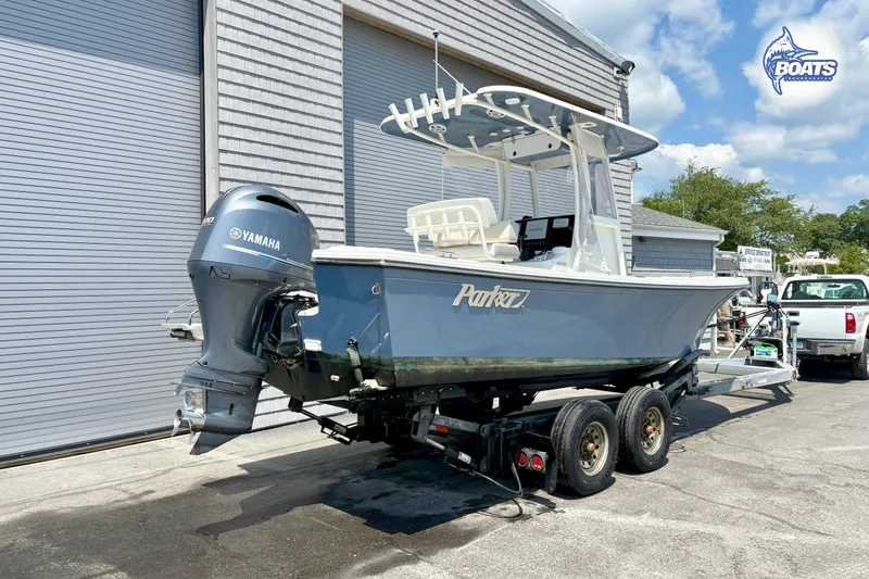 Slide: The Image of 2021 Parker 2300 Center Console boat with Yamaha engine on trailer. - 15