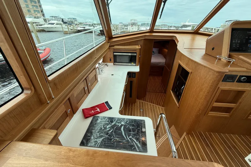 Slide: The Image of Top view layout of 2026 Sabre 45 Salon Express yacht interior design. - 36