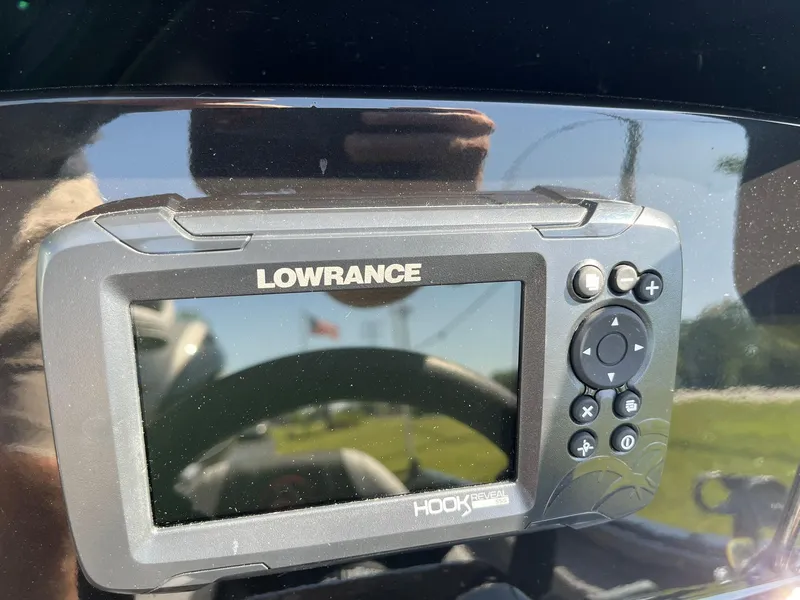 Slide: The Image of Lowrance Hook Reveal fish finder on 2022 Alumacraft Pro 175 boat dashboard. - 10