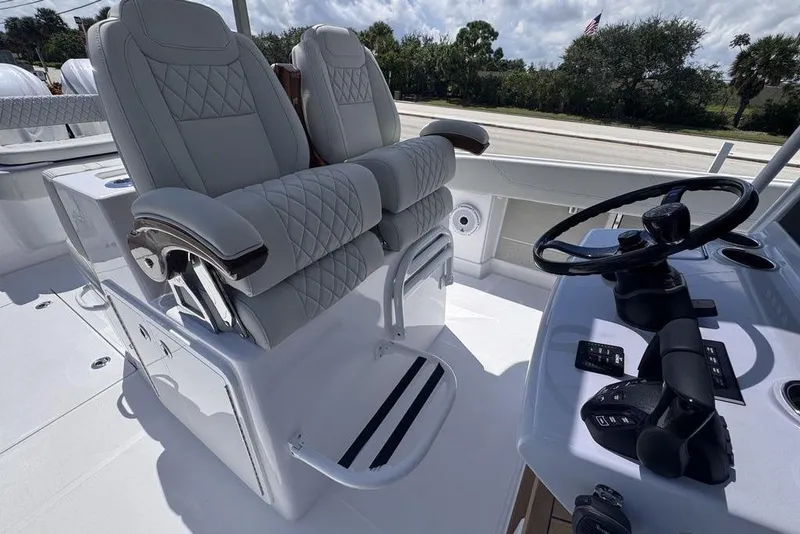 Slide: The Image of 2025 Jupiter 380 LS boat interior with luxurious seating and modern design. - 5