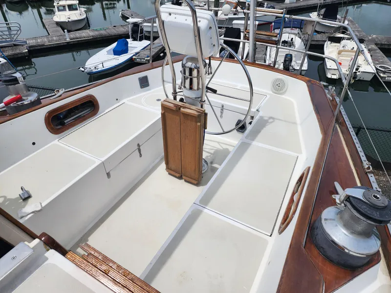 Slide: The Image of 1985 Bristol 38.8 sailboat design plans, featuring standard and aft cabin layouts. - 5