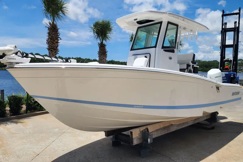 The Image of 2026 Blackfin 242HB boat on display, featuring sleek design and modern equipment. - 1