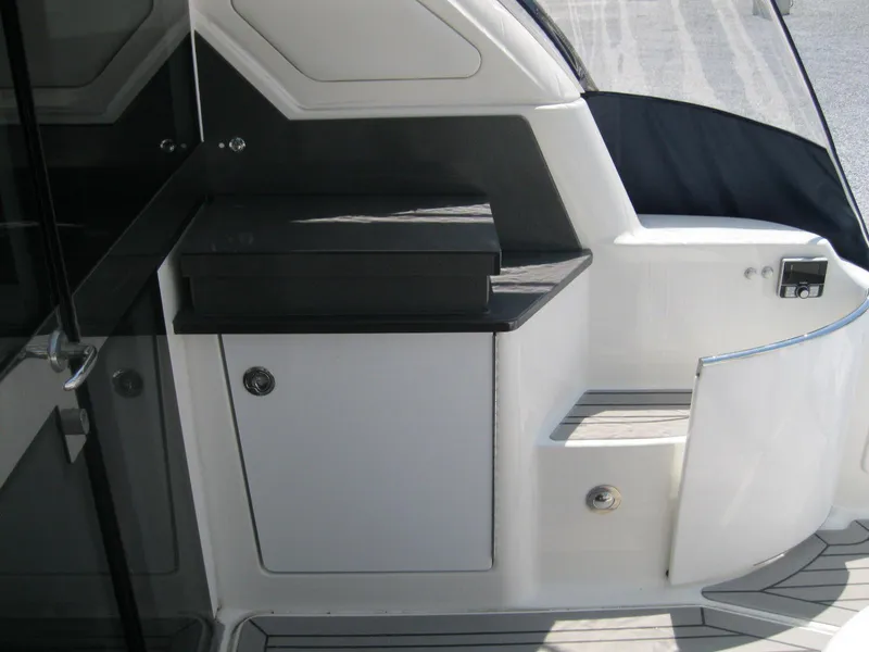 Slide: The Image of 2017 Formula 45 Yacht interior with sleek cabinetry and modern design elements. - 18