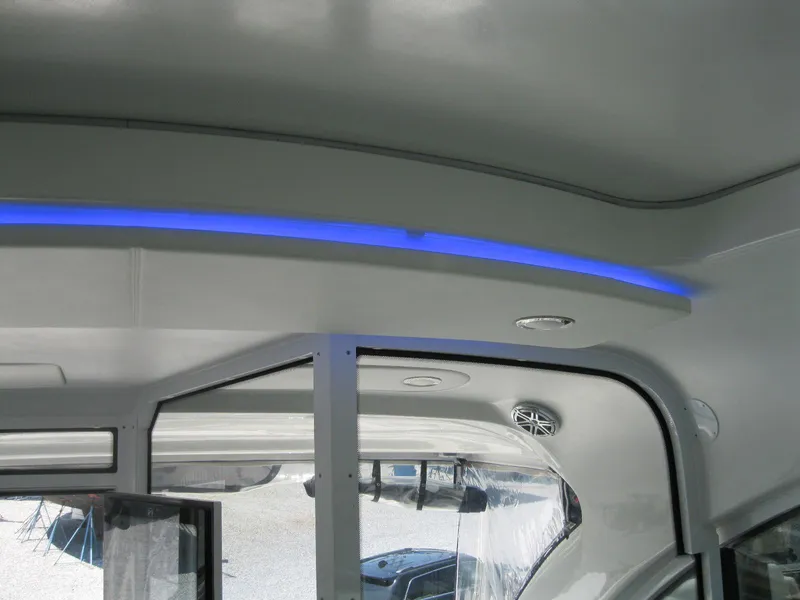Slide: The Image of Interior of 2017 Formula 45 Yacht with blue LED lighting and modern design. - 36