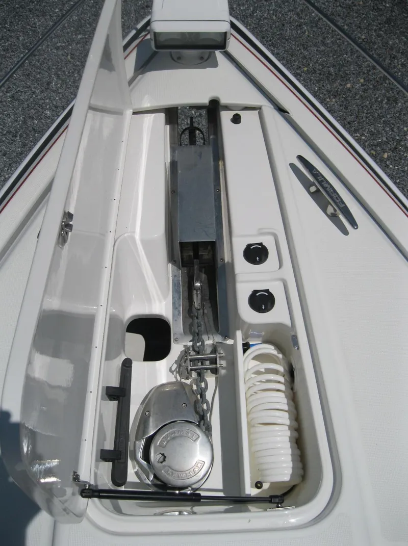 Slide: The Image of Anchor compartment of a 2017 Formula 45 Yacht, featuring chain and winch system. - 9