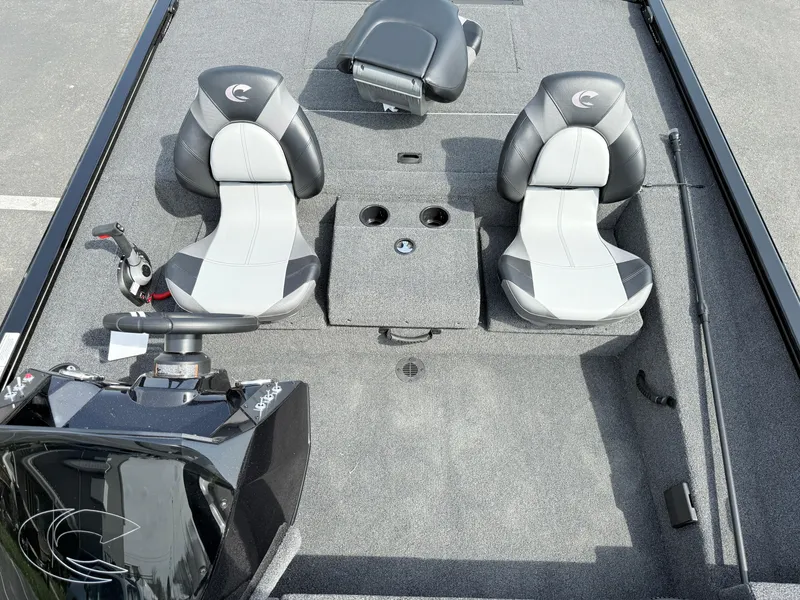 Slide: The Image of 2025 Crestliner XF 189 boat interior with dual seats and steering console. - 8
