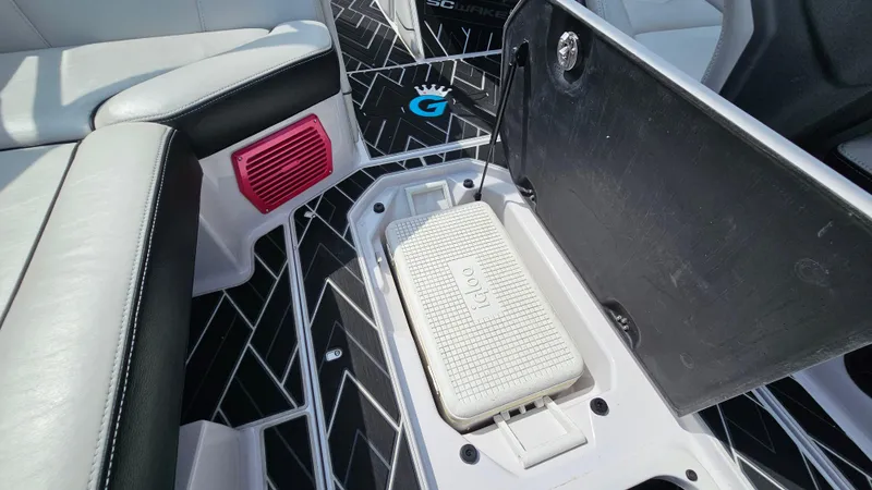 Slide: The Image of Interior of 2015 Nautique Super Air G23 with Igloo cooler and stylish seating. - 33