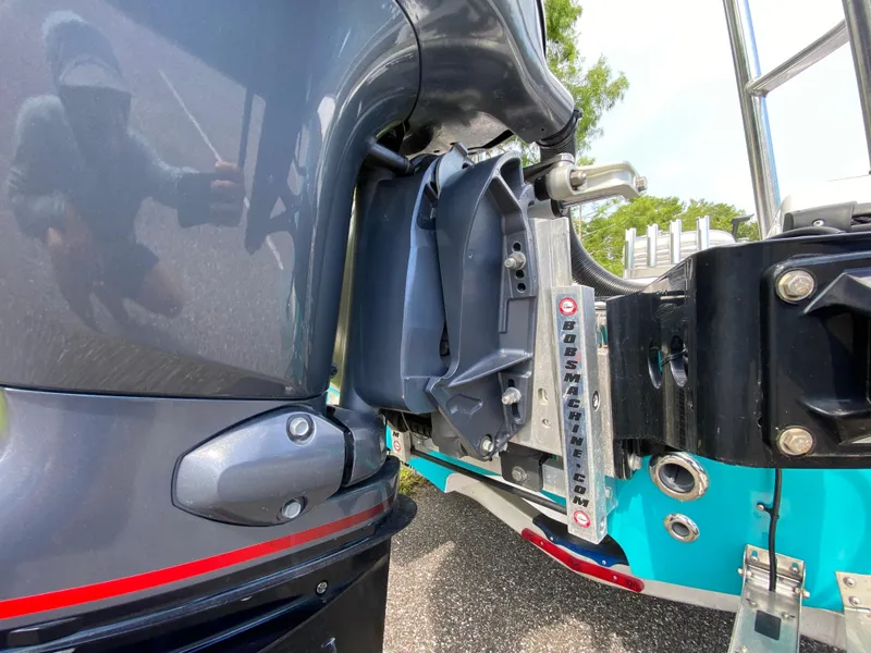 Slide: The Image of 2023 Action Craft 1720 Flats Gen 3 boat engine and mounting detail. - 18