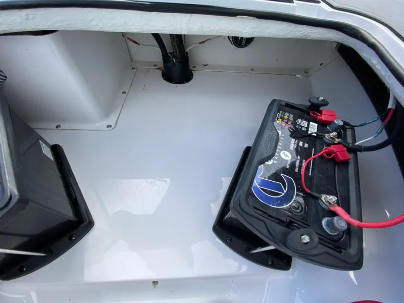 Slide: The Image of 2023 Action Craft 1720 Flats Gen 3 boat battery compartment with wiring. - 37