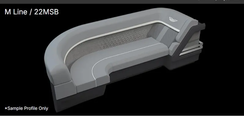 Slide: The Image of 2026 Bennington 22 MSB pontoon boat on trailer under clear blue sky. - 2