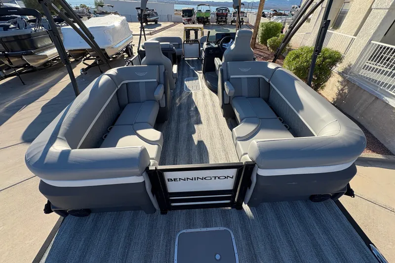 Slide: The Image of 2026 Bennington 22 MFB pontoon boat with spacious seating and modern design. - 8