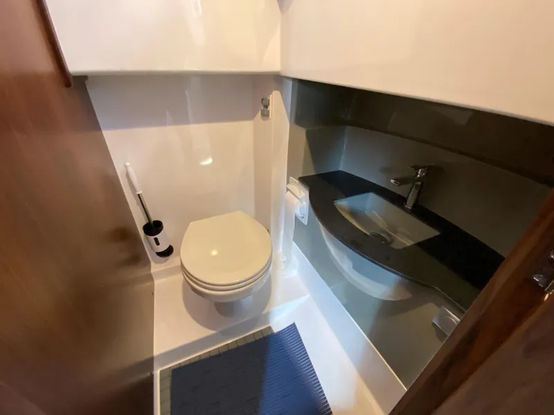 Slide: The Image of 2019 Sargo 36 Explorer bathroom with modern fixtures and compact design. - 32