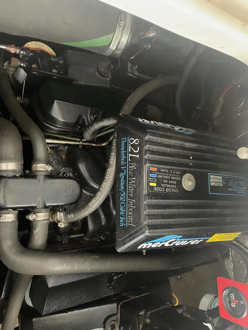 Slide: The Image of Engine of 1996 Regal Commodore 402 with 8.2L MerCruiser motor. - 18