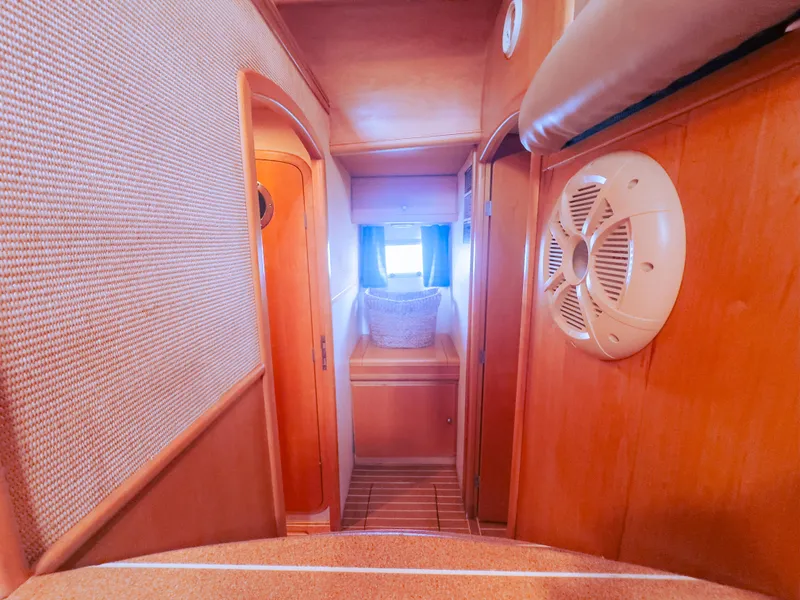 Slide: The Image of Luxurious yacht interior hallway with wooden paneling, 2005 custom model. - 16