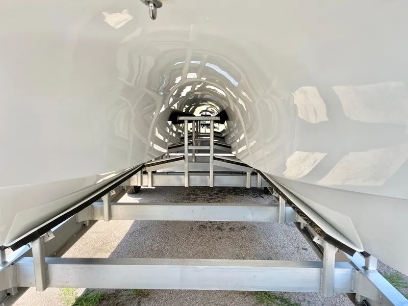 Slide: The Image of View of Freeman 37 VH boat hull on trailer, 2017 model. - 7