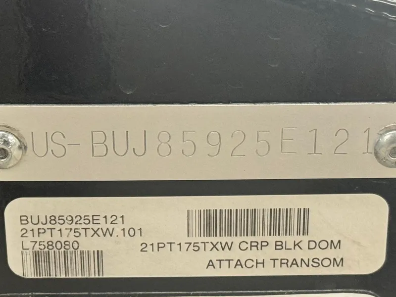 Slide: The Image of Hull identification number on a 2021 Tracker Pro Team 175 TXW boat. - 25