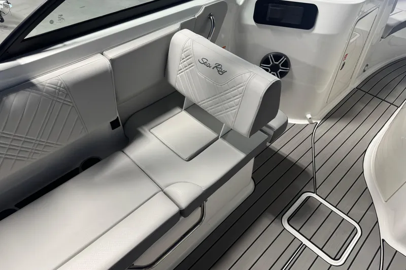 Slide: The Image of 2026 Sea Ray SDX 230 boat interior with elegant seating and modern design. - 10