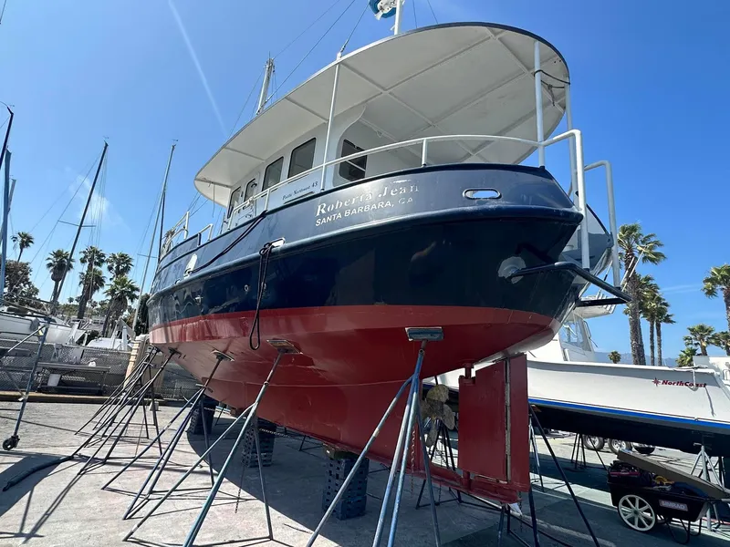 Slide: The Image of Custom 2012 Steel Trawler on dry dock, Santa Barbara. - 6