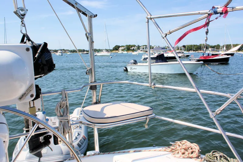 Slide: The Image of Sailboat deck view of marina with various boats, Catalina 42 MkII, 1998 model. - 23