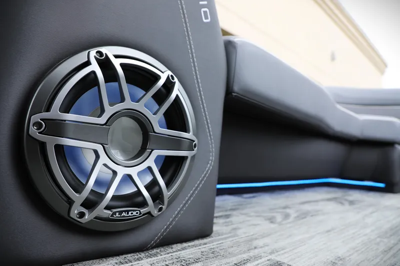 Slide: The Image of Viaggio Diamante UWA 2025 interior with JL Audio speaker and sleek seating design. - 3