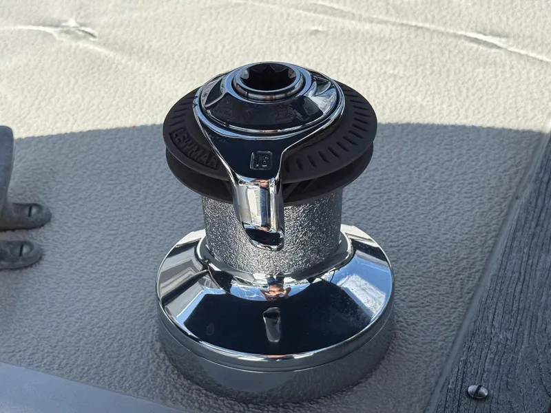 Slide: The Image of Chrome winch on 1982 Tartan 37 sailboat deck. - 28