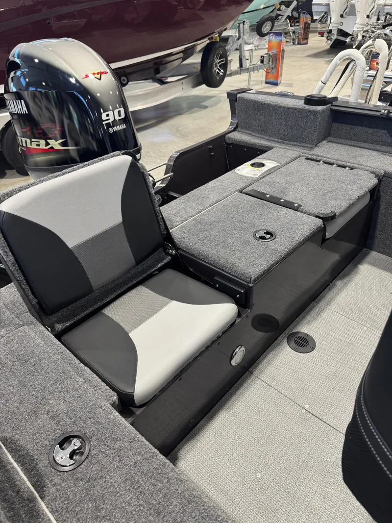 Slide: The Image of Interior of 2025 G3 AV-164C Carpet boat with Yamaha 90 engine. - 4