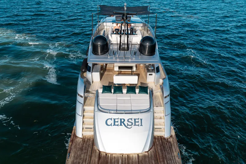 Slide: The Image of Luxury Pershing 92 yacht cruising on open sea, rear view, 2012 model. - 10