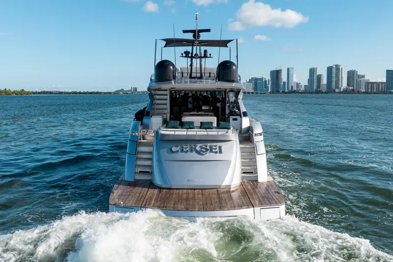 Slide: The Image of Luxury Pershing 92 yacht cruising near city skyline, 2012 model. - 6