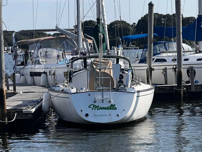 Slide: The Image of 1980 Pearson 32 sailboat docked at marina, Snug Harbor, RI. - 3