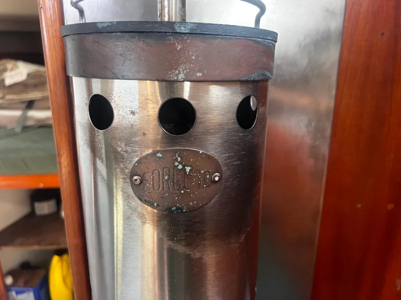 Slide: The Image of Stainless steel heater inside a 1980 Pearson 32 sailboat cabin. - 8