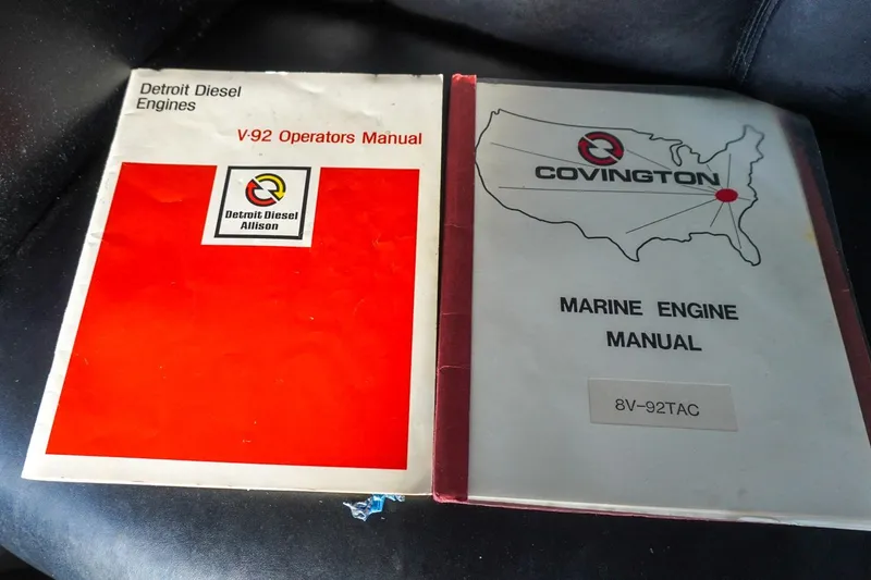 Slide: The Image of Manuals for Detroit Diesel V-92 and Covington 8V-92TAC marine engines on a Hatteras 62 yacht. - 17