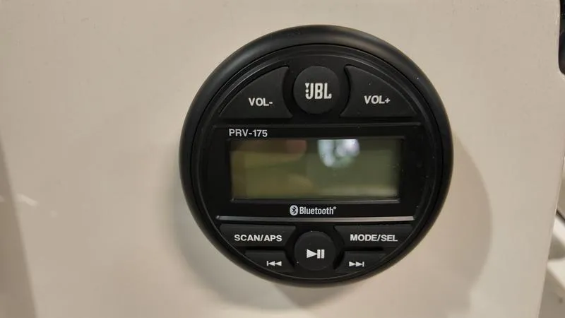 Slide: The Image of JBL PRV-175 Bluetooth stereo system on 2025 Sea Born FX 21 BAY boat. - 12