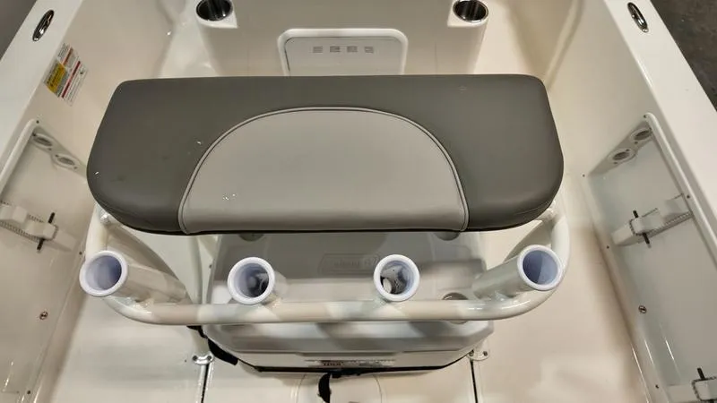 Slide: The Image of 2025 Sea Born FX 21 BAY boat seating with rod holders and storage. - 8