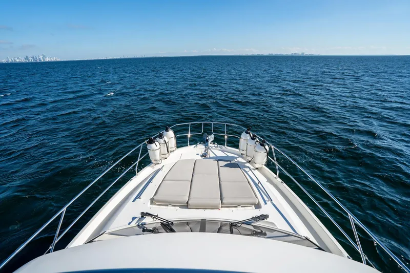 Slide: The Image of Prestige 420 yacht cruising on open sea, 2020 model, sunny day. - 13