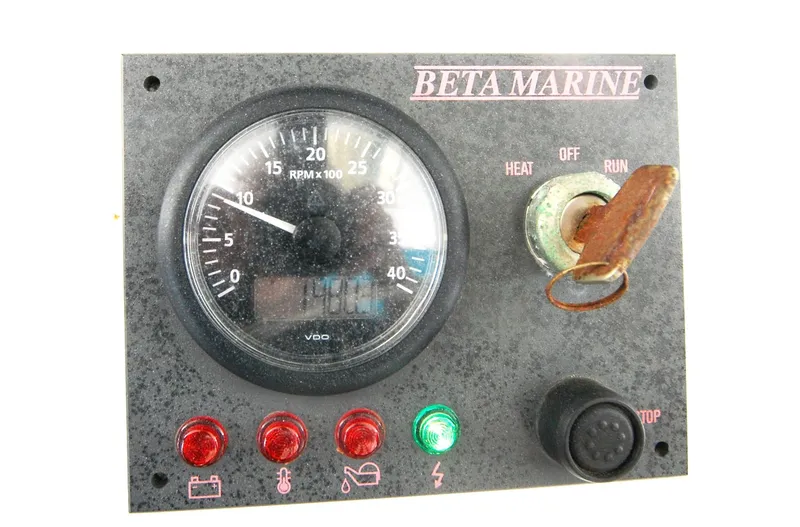 Slide: The Image of Control panel of a 2003 Leopard Morrelli & Melvin Catamaran with Beta Marine gauge. - 12